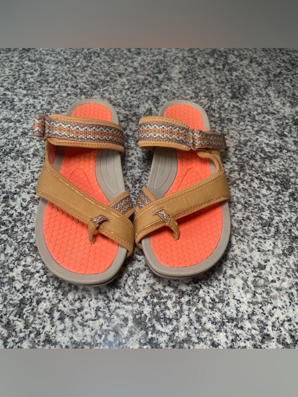 Baretraps Denni Slide Sandals Coral Orange Straps Comfort Sandal Women's 10